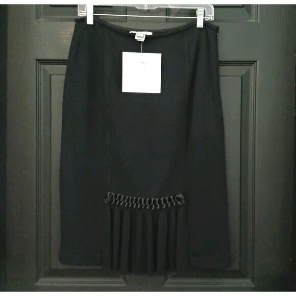 St. John Couture NWT Sz. 10 Wool Blend Knit Pleated Midi Skirt Quiet Luxury 795. - Picture 2 of 10
